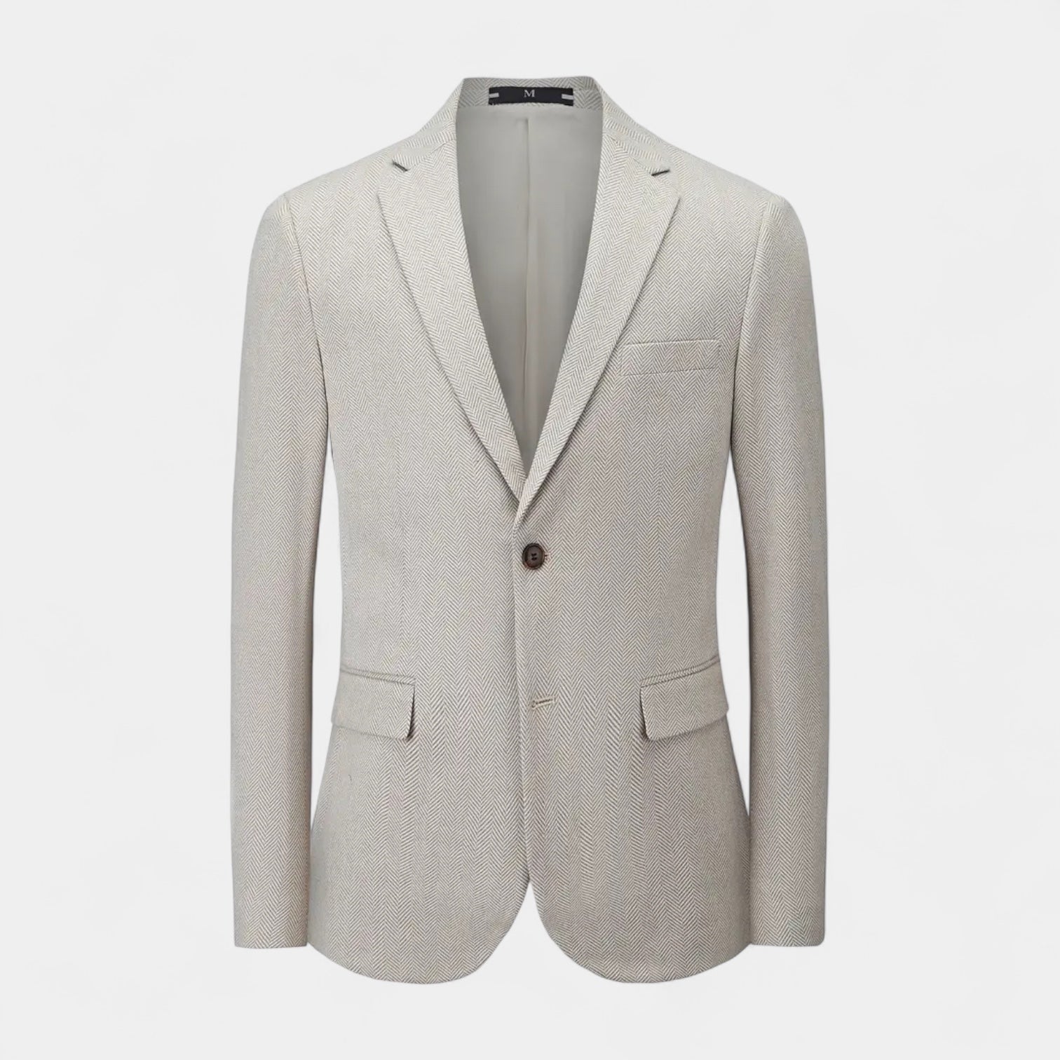 Herringbone Textured Blazer Two-Button Notch Lapel for Men