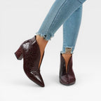 Women's Pointed-Toe Croc-Effect Ankle Boots