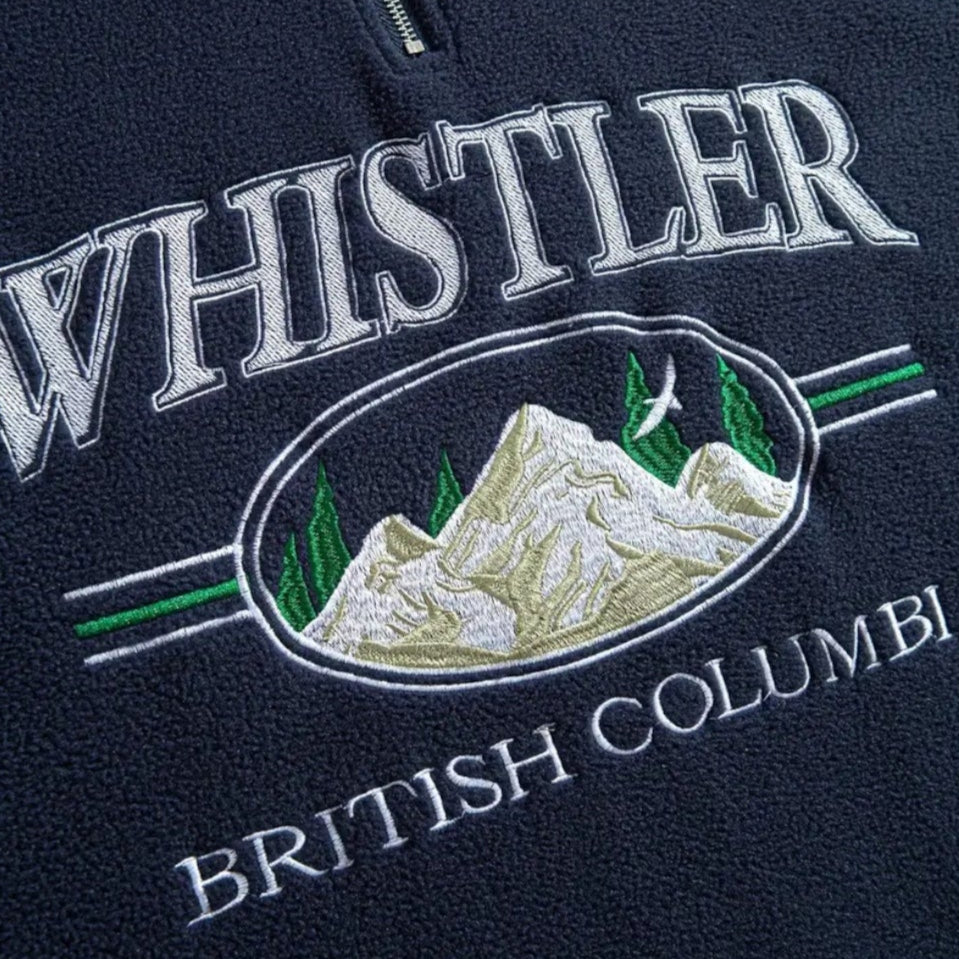 Fleece Half-Zip Pullover Embroidered Relaxed Fit for Men