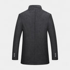 Wool-Blend Trench Coat Stand Collar Tailored Fit for Men