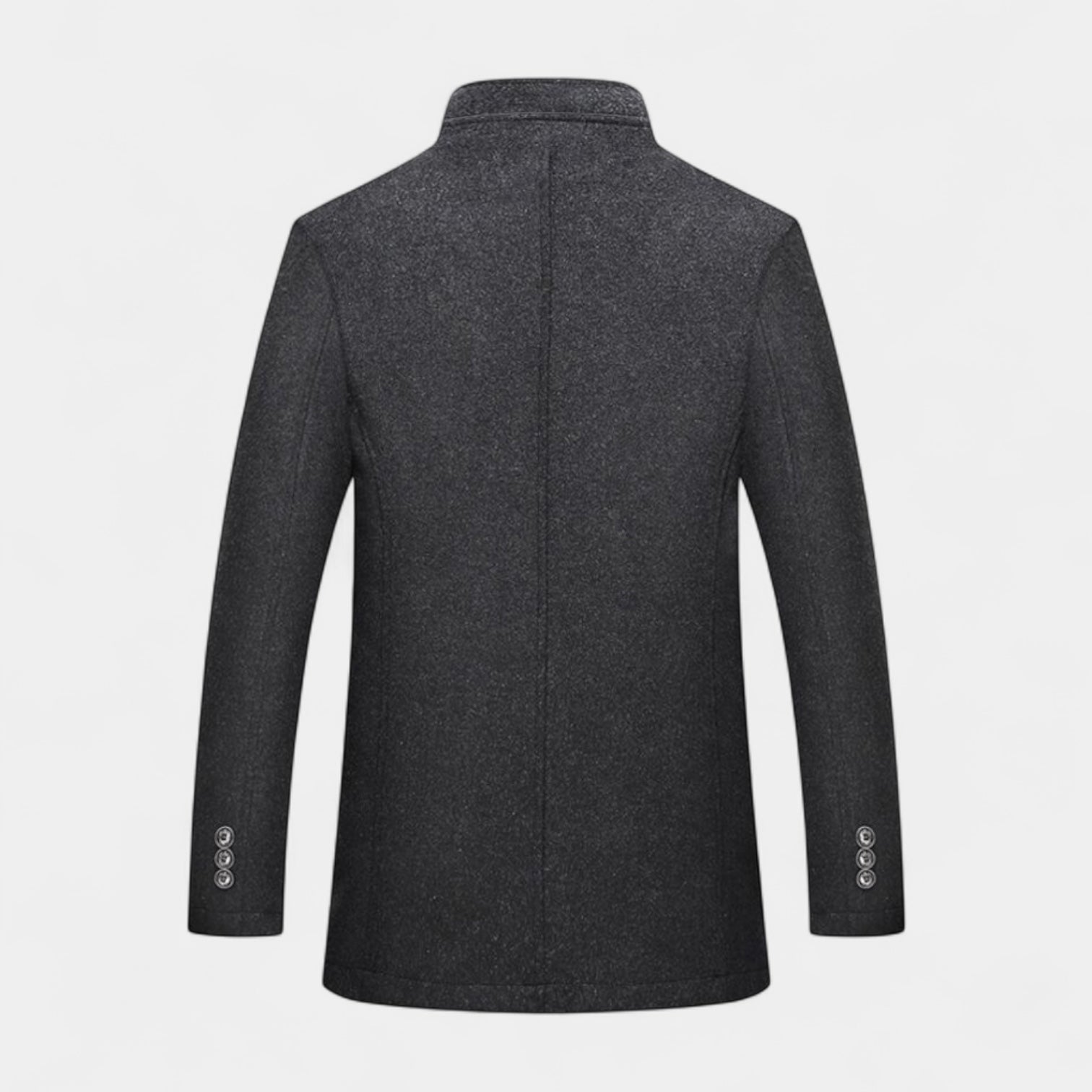 Wool-Blend Trench Coat Stand Collar Tailored Fit for Men