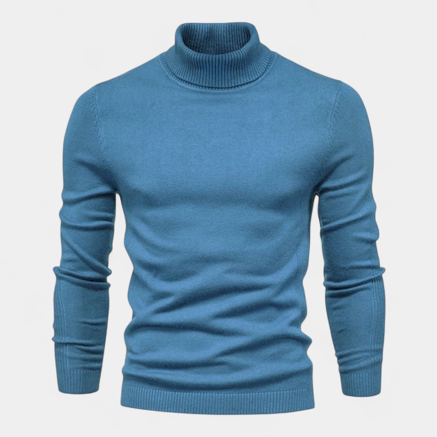 Ribbed Turtleneck Sweater Slim Fit Knit for Men