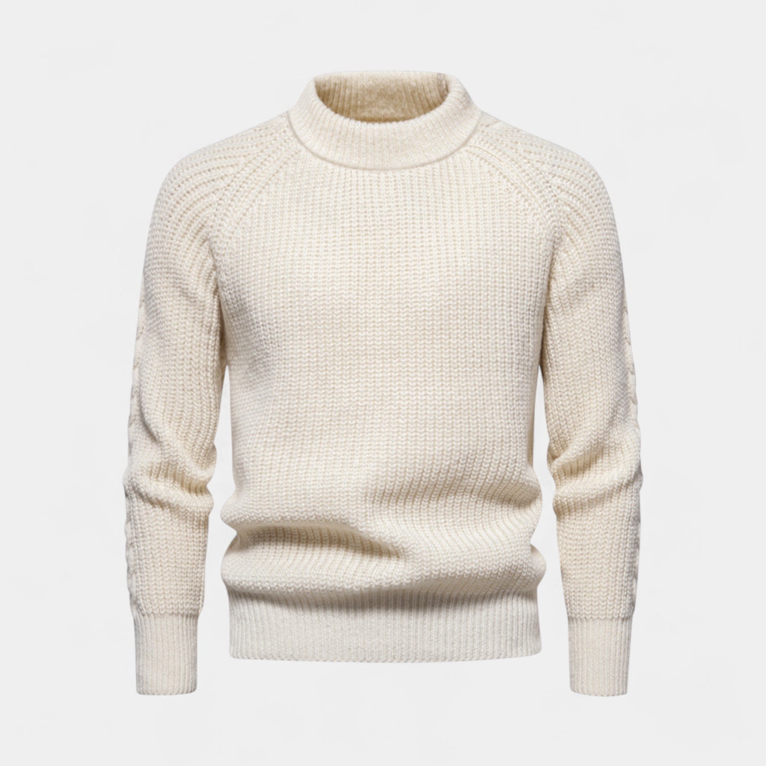 Chunky Knit Wool Blend Crewneck Sweater for Men