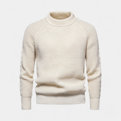 Chunky Knit Wool Blend Crewneck Sweater for Men