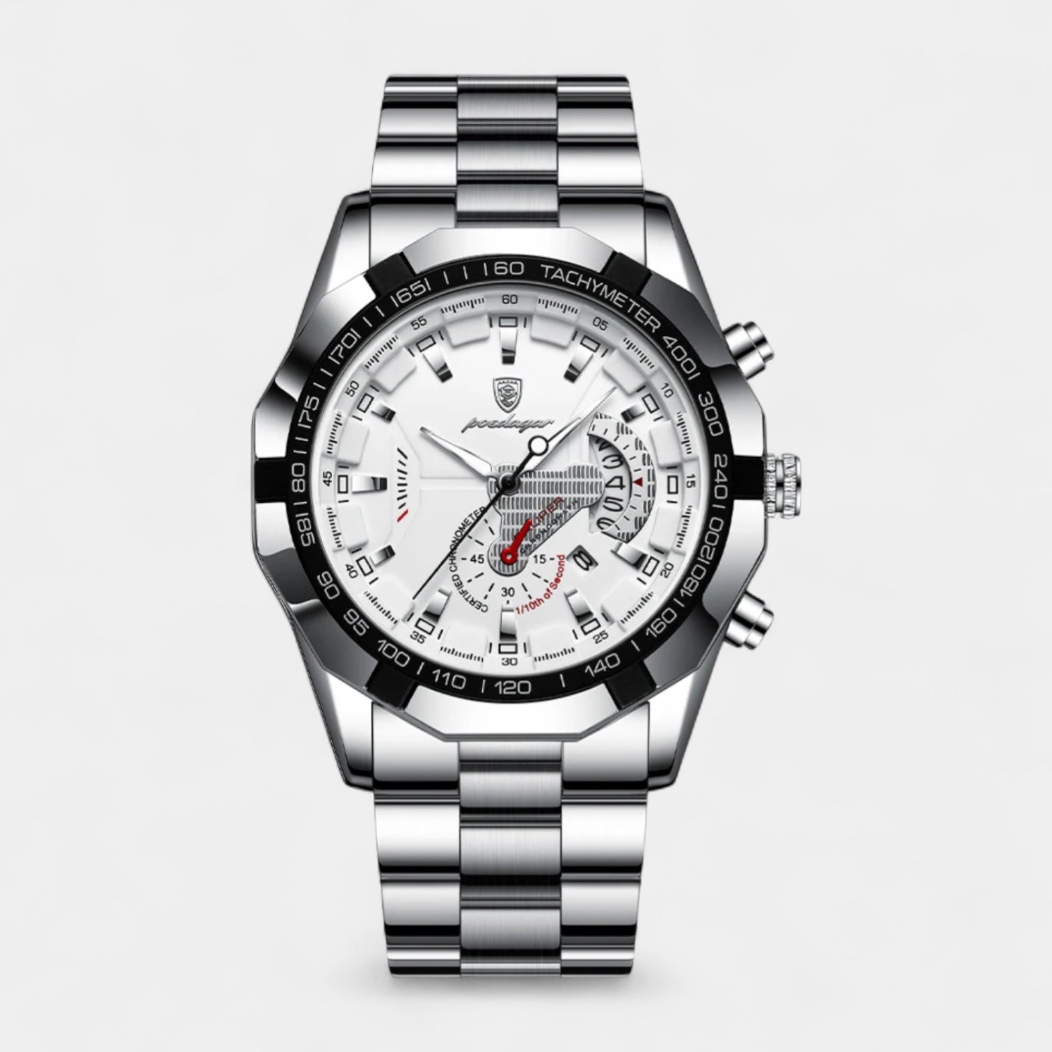 Men’s Stainless Steel Quartz Chronograph Watch with Tachymeter