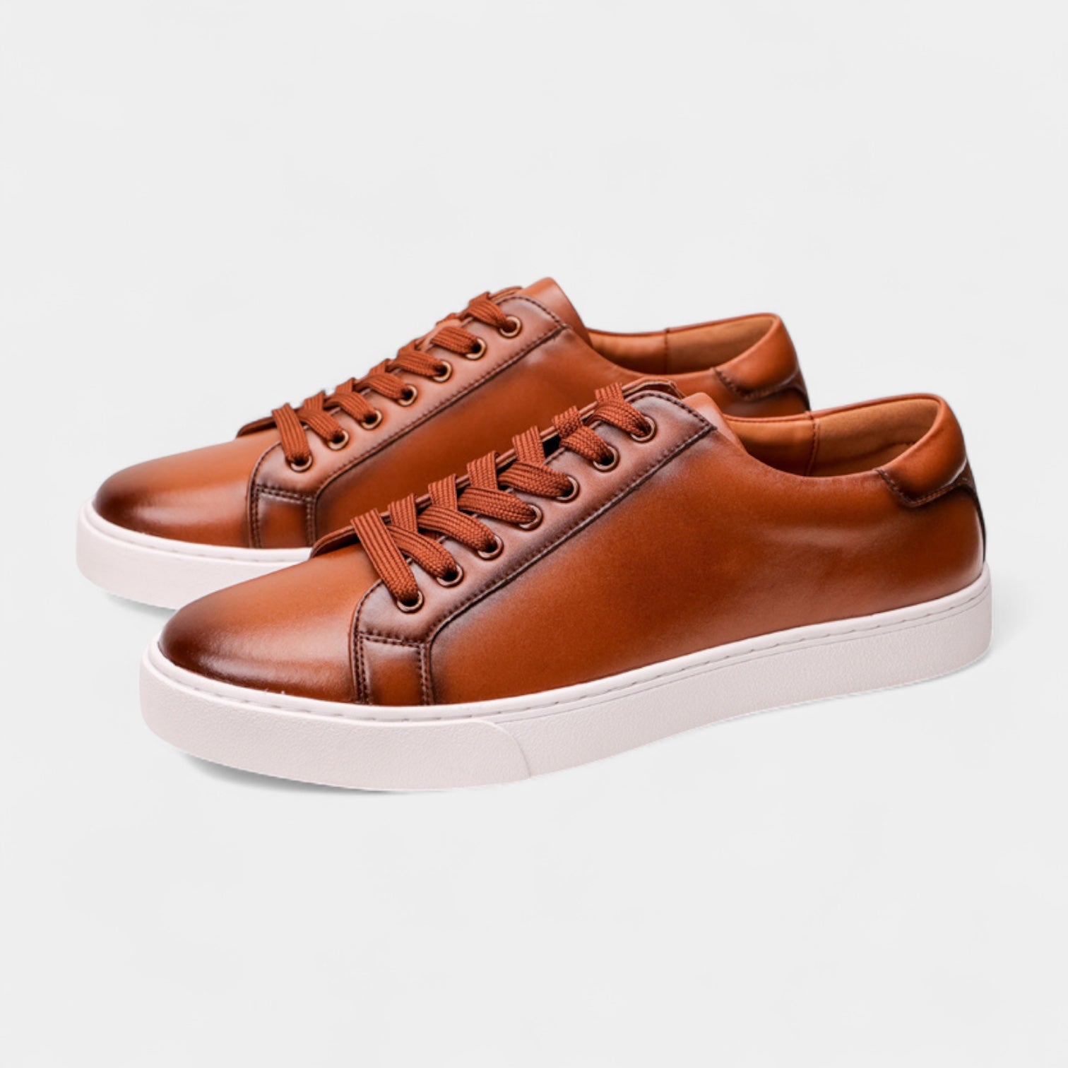 Low-Top Leather Sneakers Lace-Up Cushioned for Men