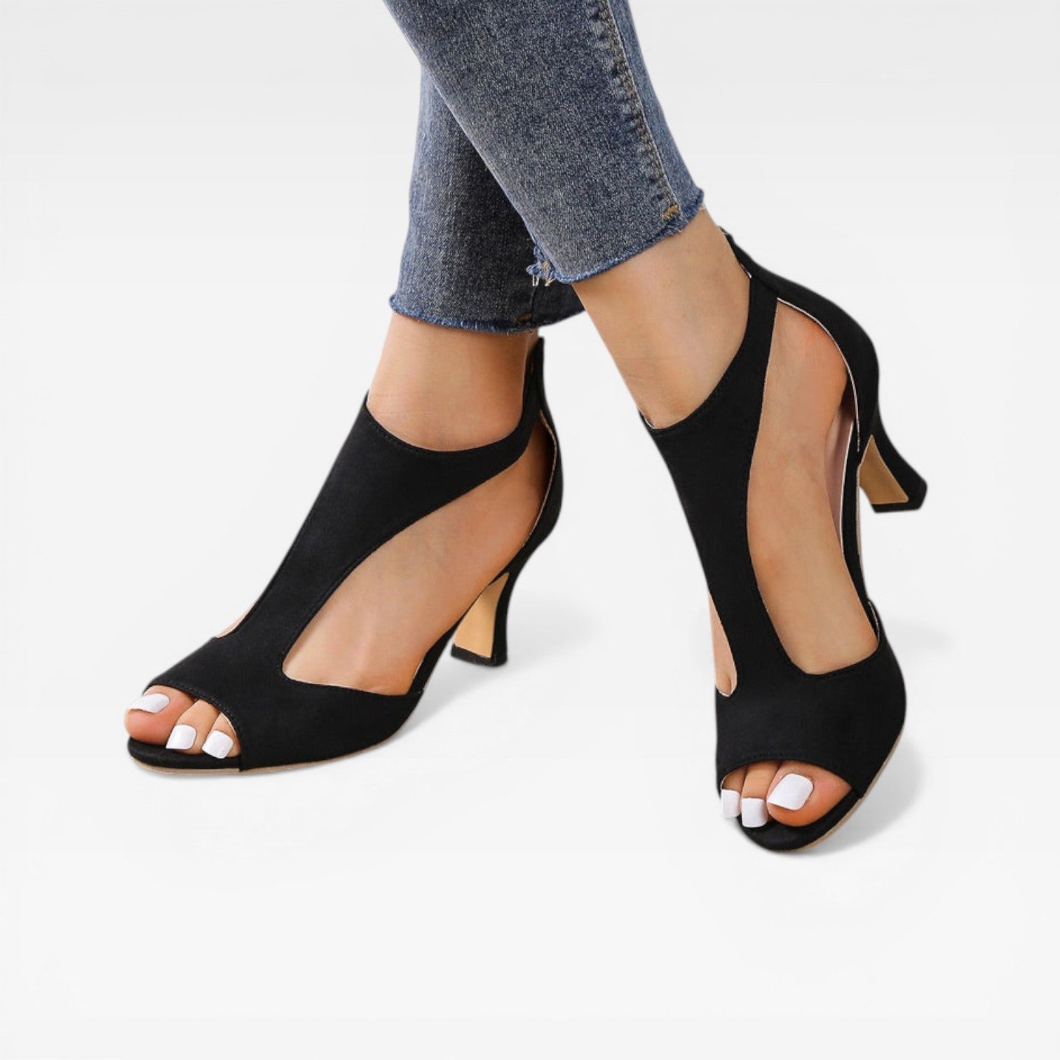 Women's Open-Toe Kitten Heel Pumps for Summer