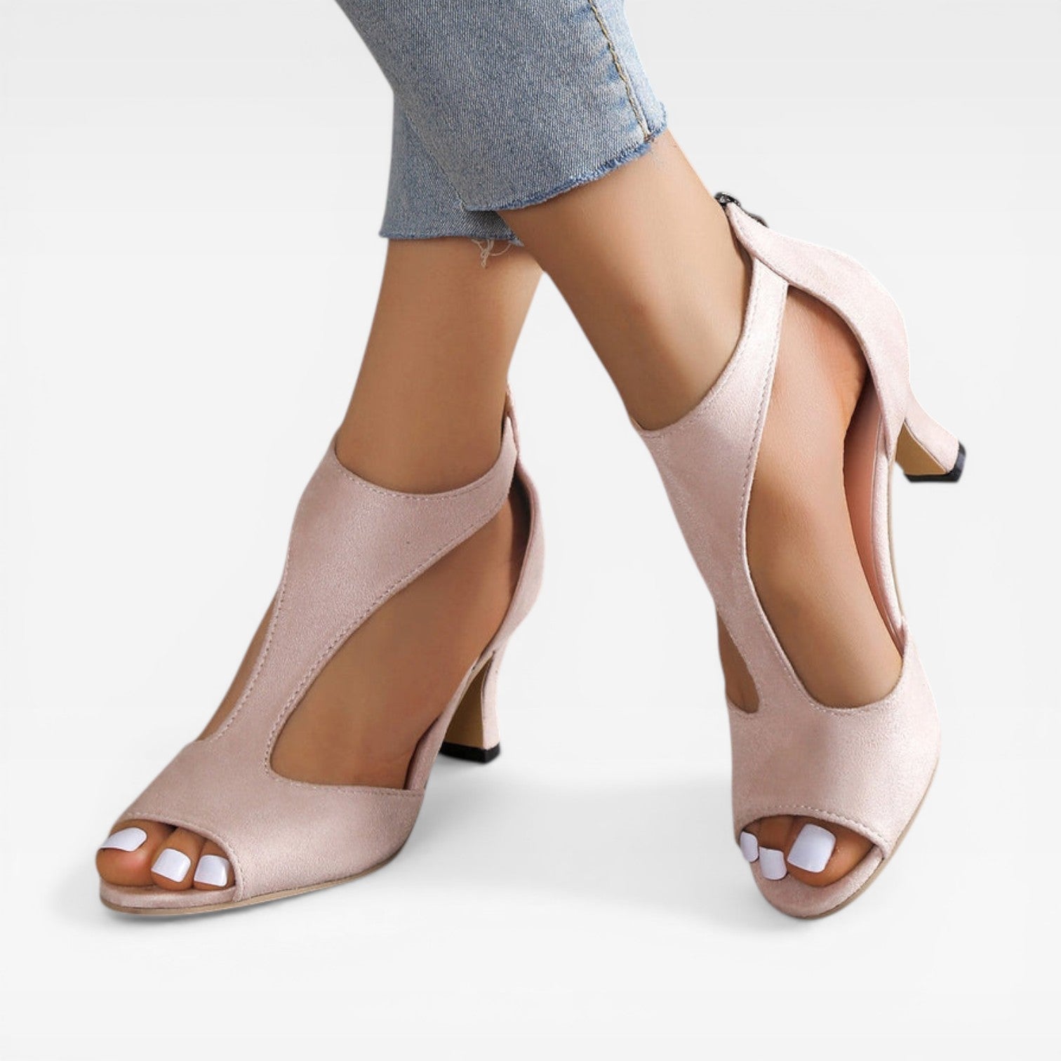 Women's Open-Toe Kitten Heel Pumps for Summer