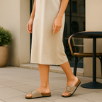 Women's Cushioned Slide Sandals with Buckle Detail