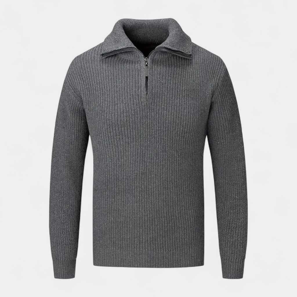 Waffle Knit Half-Zip Sweater Regular Fit for Men