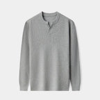 Knit Henley Shirt Long Sleeve Regular Fit for Men