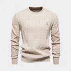 Cable Knit Crew Neck Sweater Regular Fit for Men