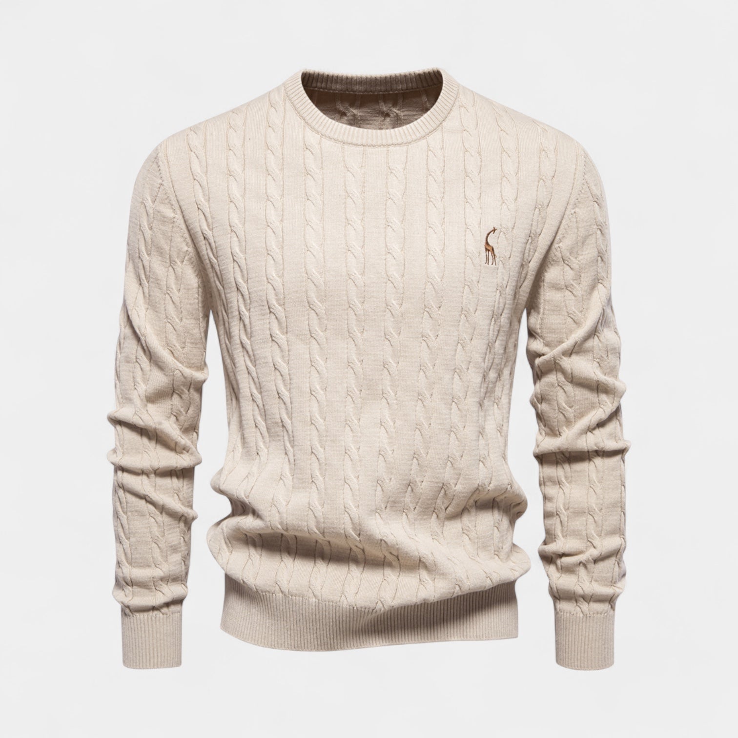 Cable Knit Crew Neck Sweater Regular Fit for Men