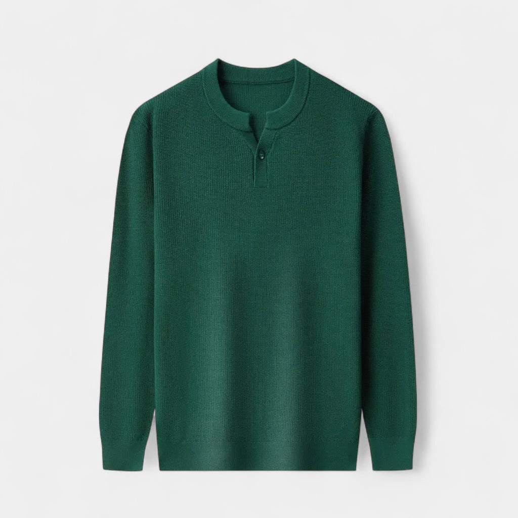 Knit Henley Shirt Long Sleeve Regular Fit for Men