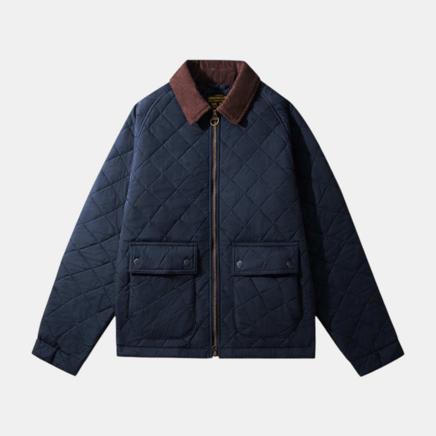 Quilted Zip-Up Jacket Diamond-Stitch Regular Fit for Men