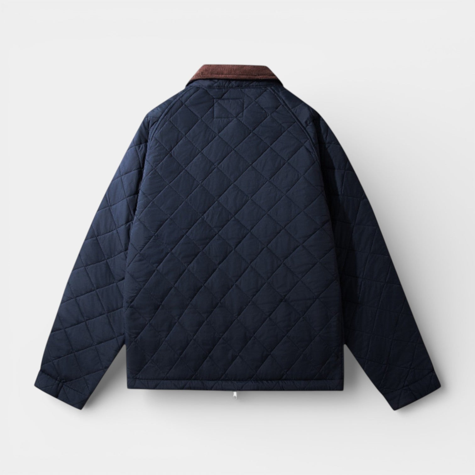 Quilted Zip-Up Jacket Diamond-Stitch Regular Fit for Men