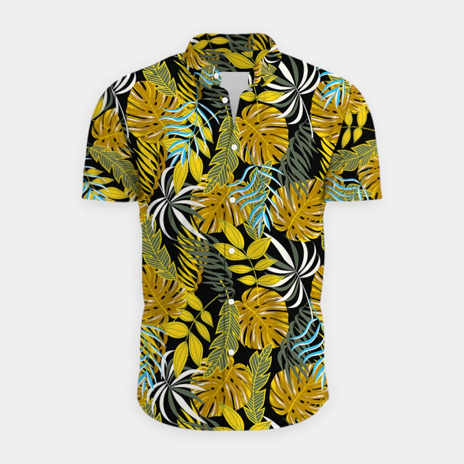 Tropical Floral Print Shirt Short Sleeve Regular Fit for Men