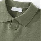 Striped Knit Polo Shirt Slim Fit Ribbed for Men