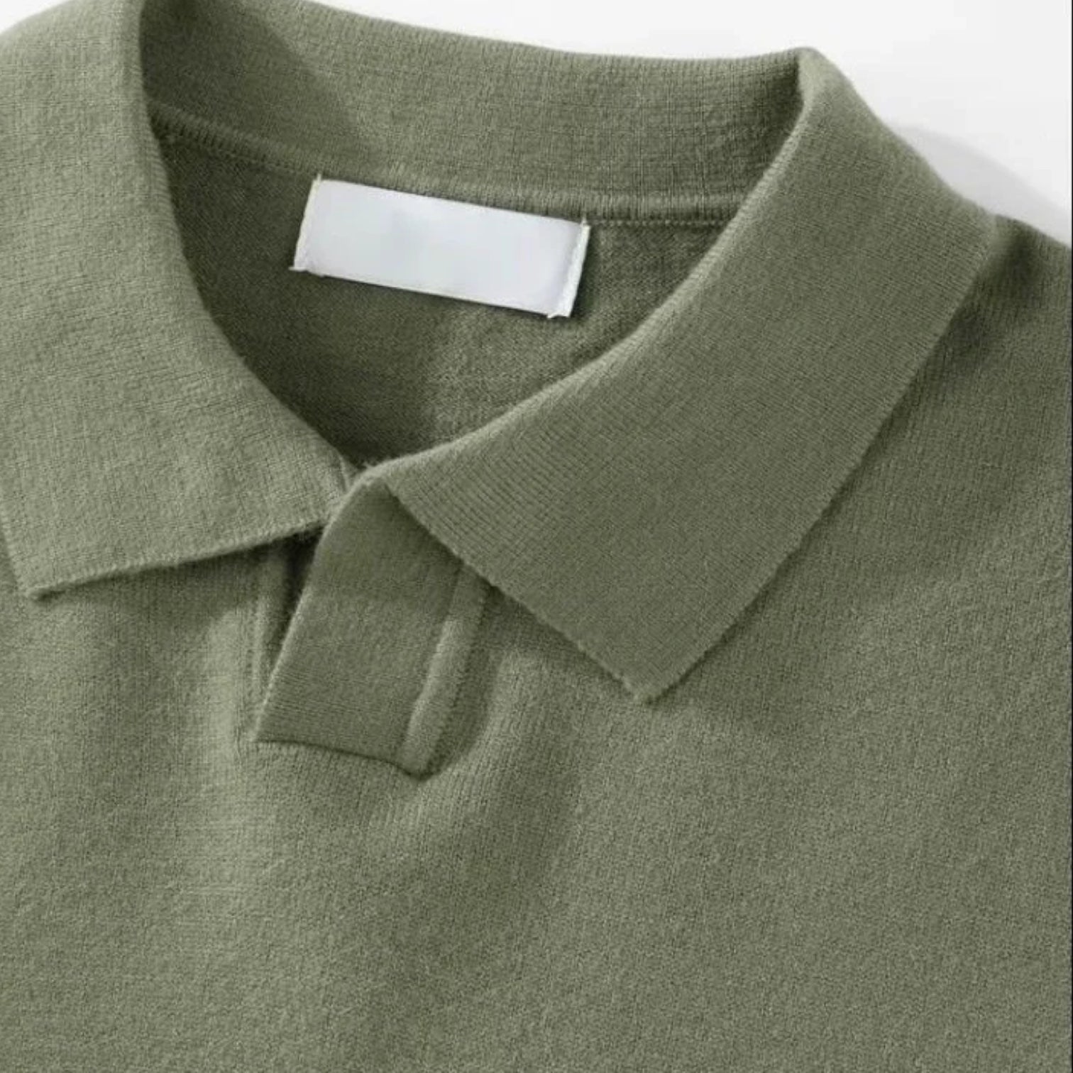 Striped Knit Polo Shirt Slim Fit Ribbed for Men
