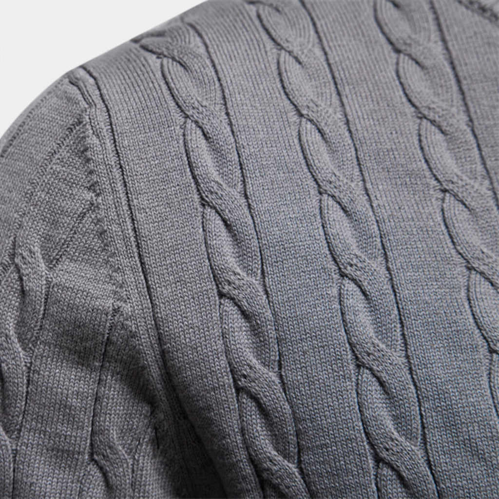 Cable Knit Crew Neck Sweater Regular Fit for Men