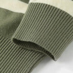 Striped Knit Polo Shirt Slim Fit Ribbed for Men