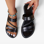 Women's Woven Braided Open-Toe Flat Sandals