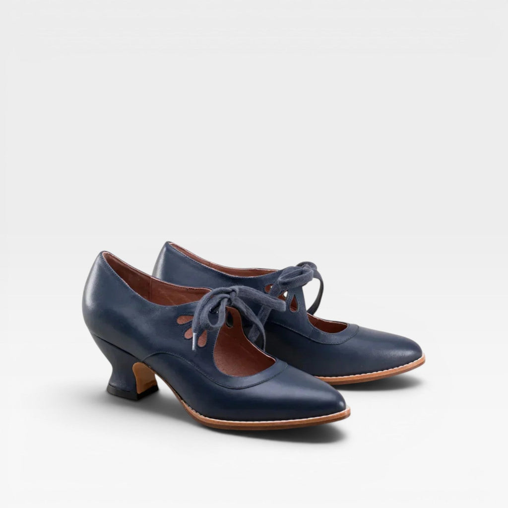 Women's Leather Lace-Up Low Heel Pumps