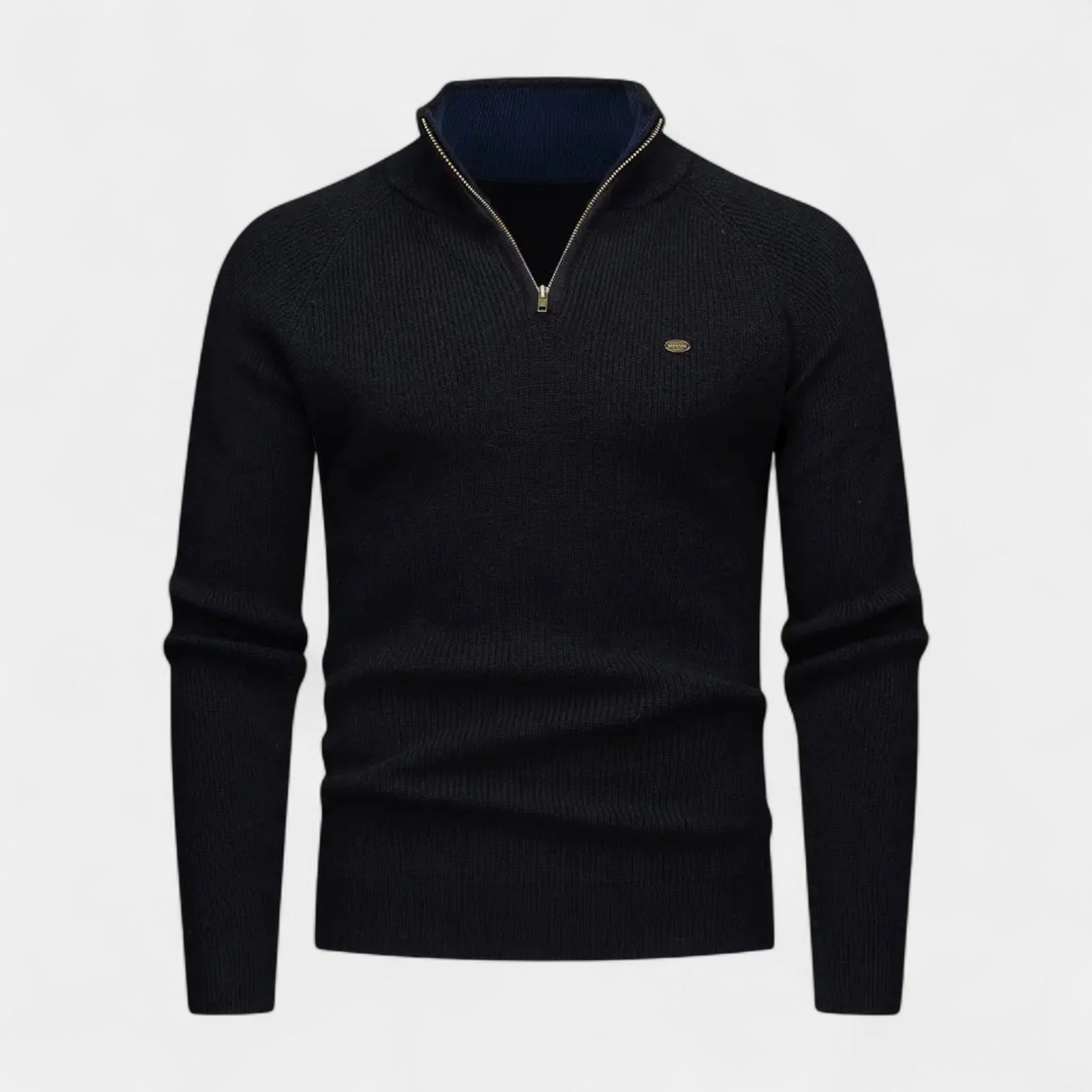 Quarter-Zip Knit Sweater Ribbed Slim Fit for Men