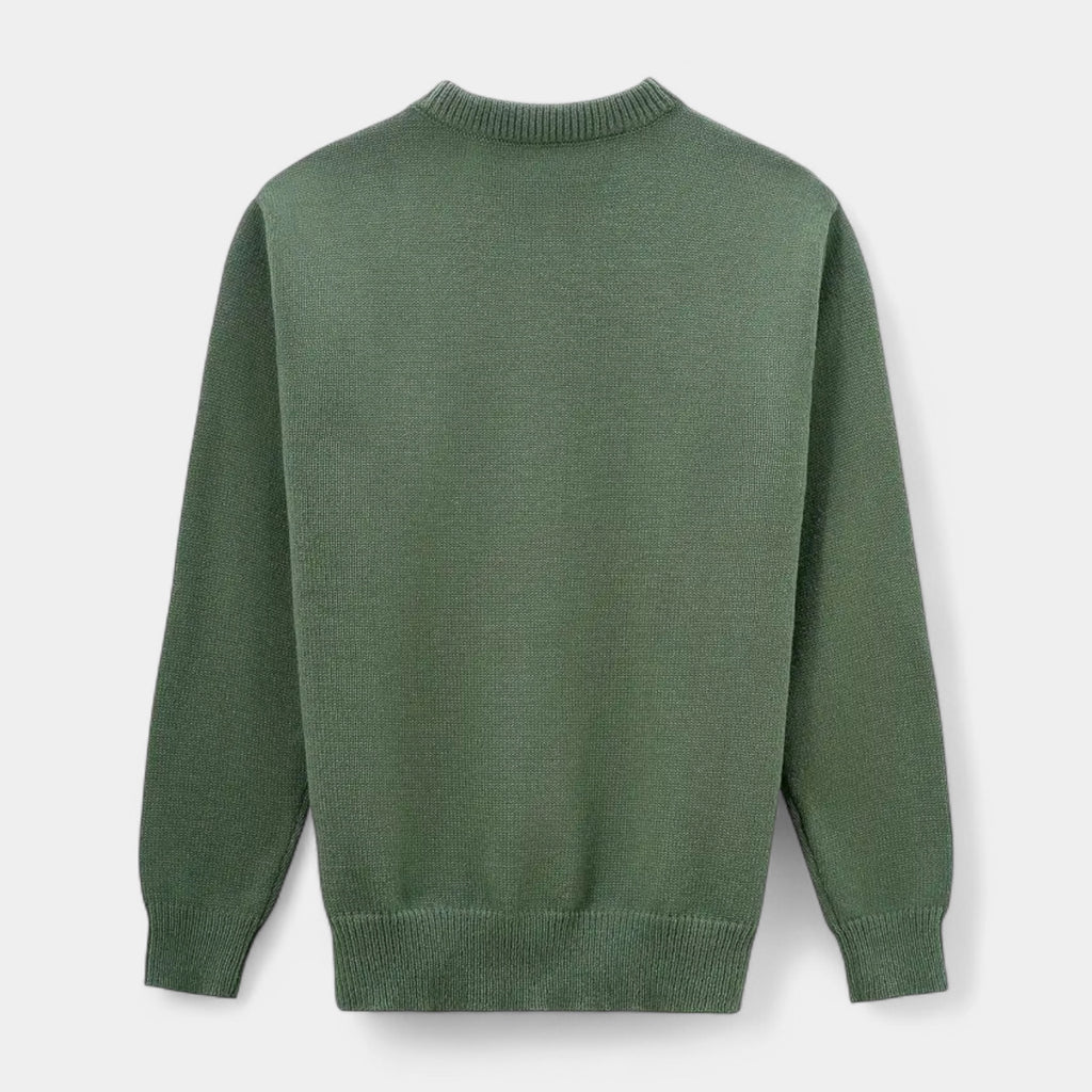 Crew Neck Knit Sweater Ribbed Regular Fit for Men