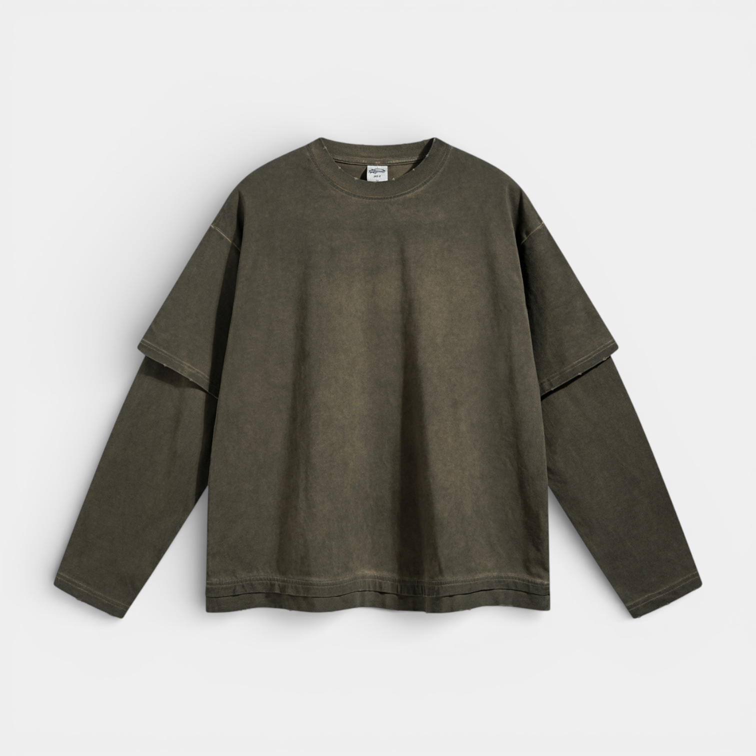 Layered Sleeve Long Sleeve T-Shirt Relaxed Fit for Men