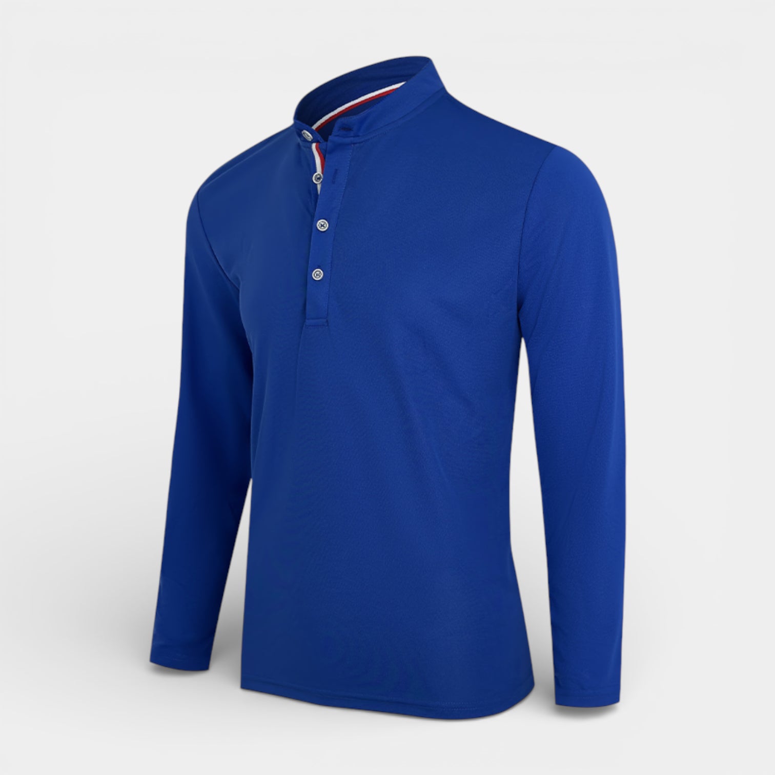 Long Sleeve Henley Shirt Band Collar Regular Fit for Men