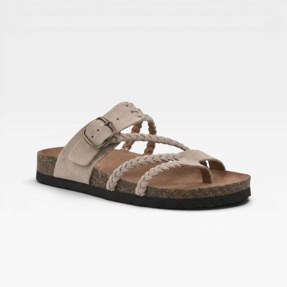 Women's Braided Strap Cork Footbed Sandals