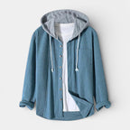 Hooded Knit Sweater Button-Front Regular Fit for Men