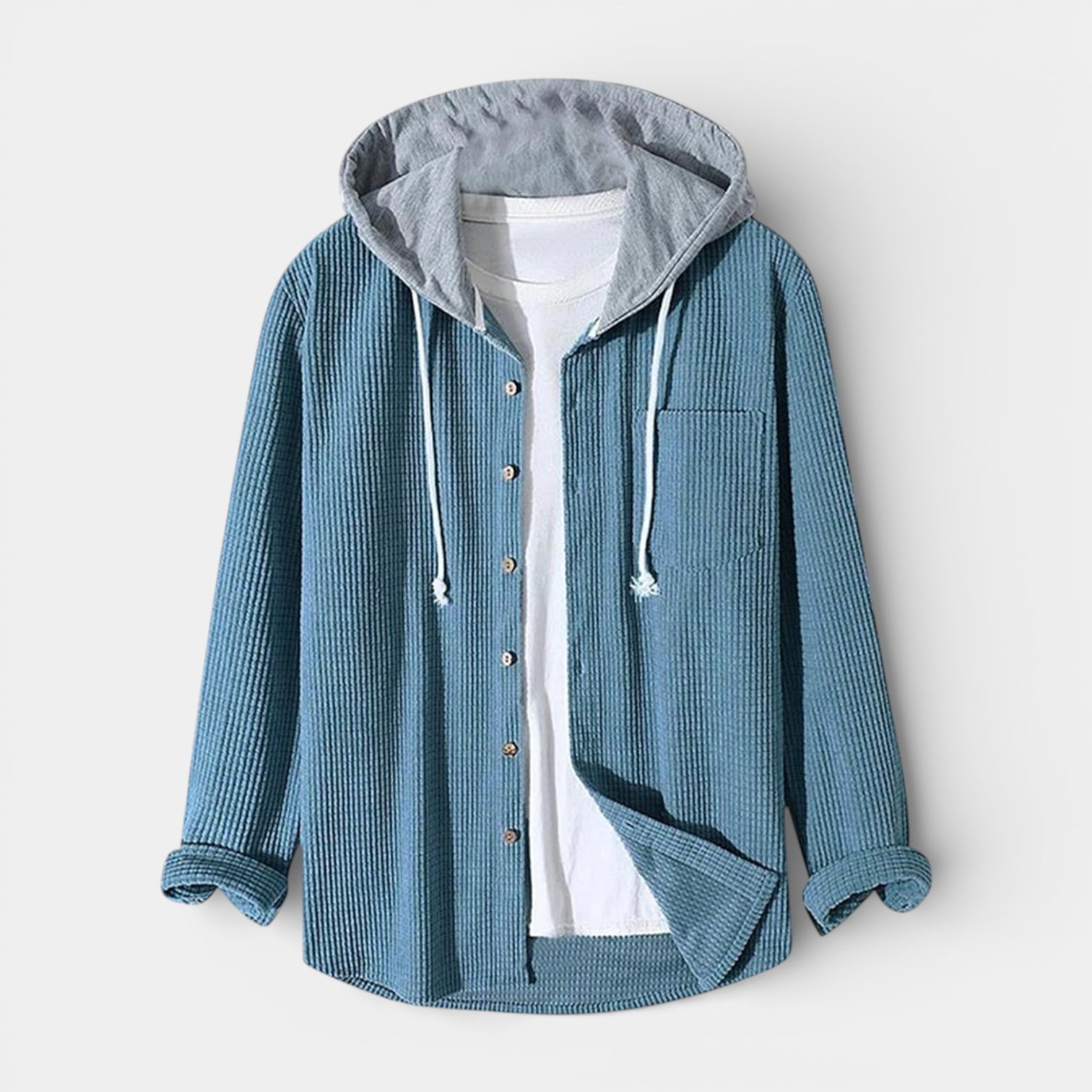 Hooded Knit Sweater Button-Front Regular Fit for Men