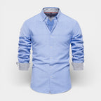 Long Sleeve Button-Up Shirt Contrast Cuff for Men