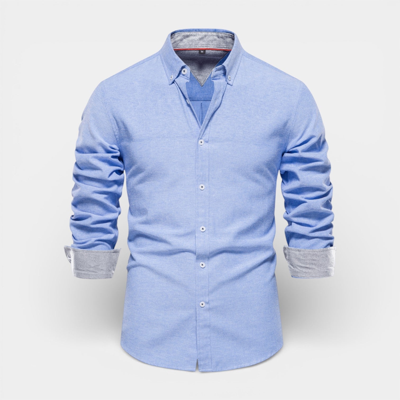 Long Sleeve Button-Up Shirt Contrast Cuff for Men