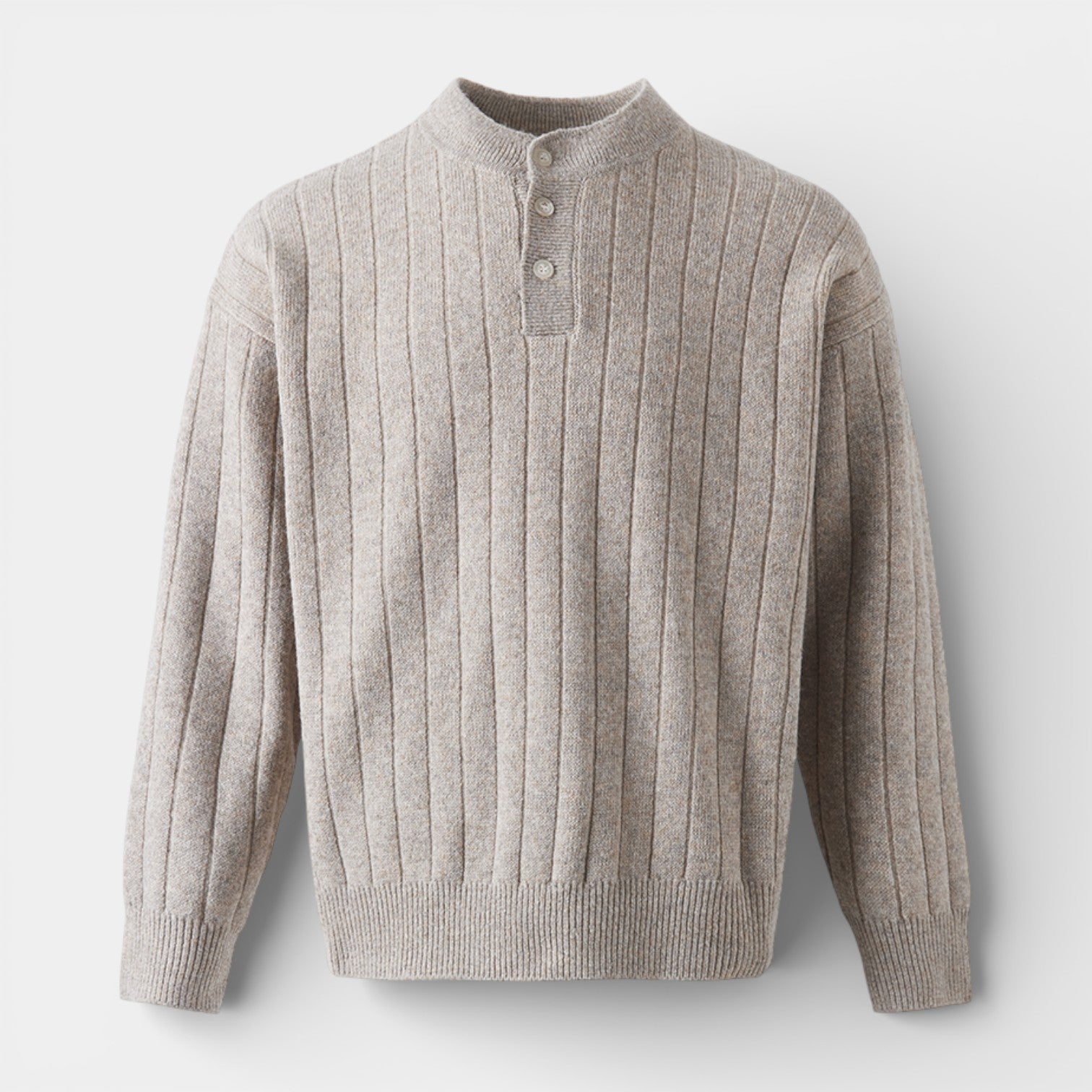 Ribbed Knit Henley Sweater Regular Fit for Men