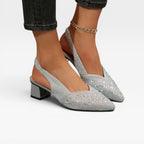 Women's Crystal Slingback Block Heels