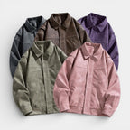 Collared Zip Jacket Suede-Touch Relaxed Fit for Men
