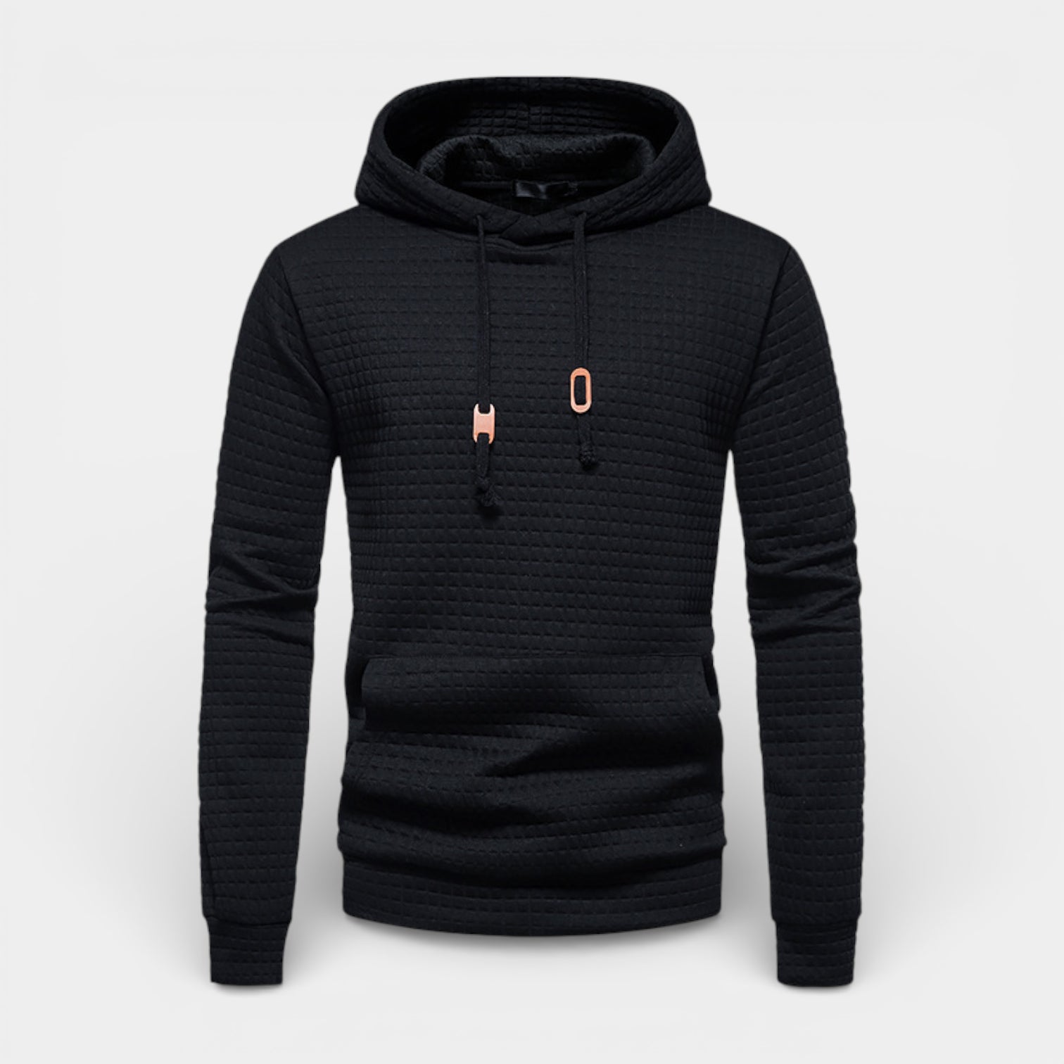 Waffle Texture Hooded Pullover Sweatshirt Regular Fit for Men
