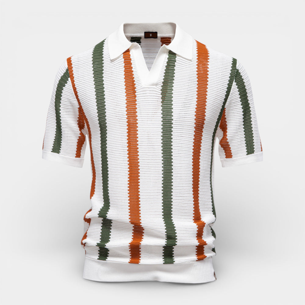 Striped Open Collar Polo Shirt Regular Fit for Men
