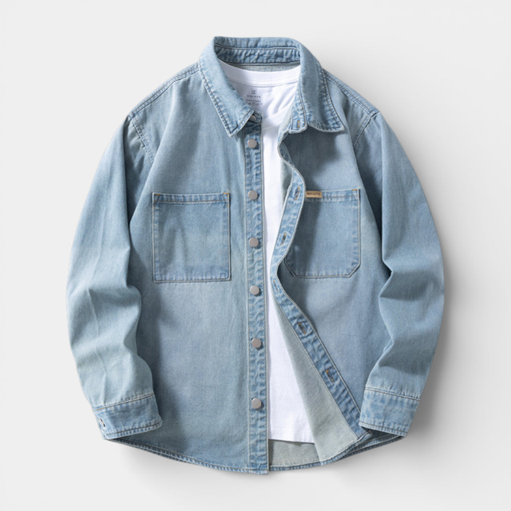 Button-Up Denim Shirt Jacket Regular Fit for Men