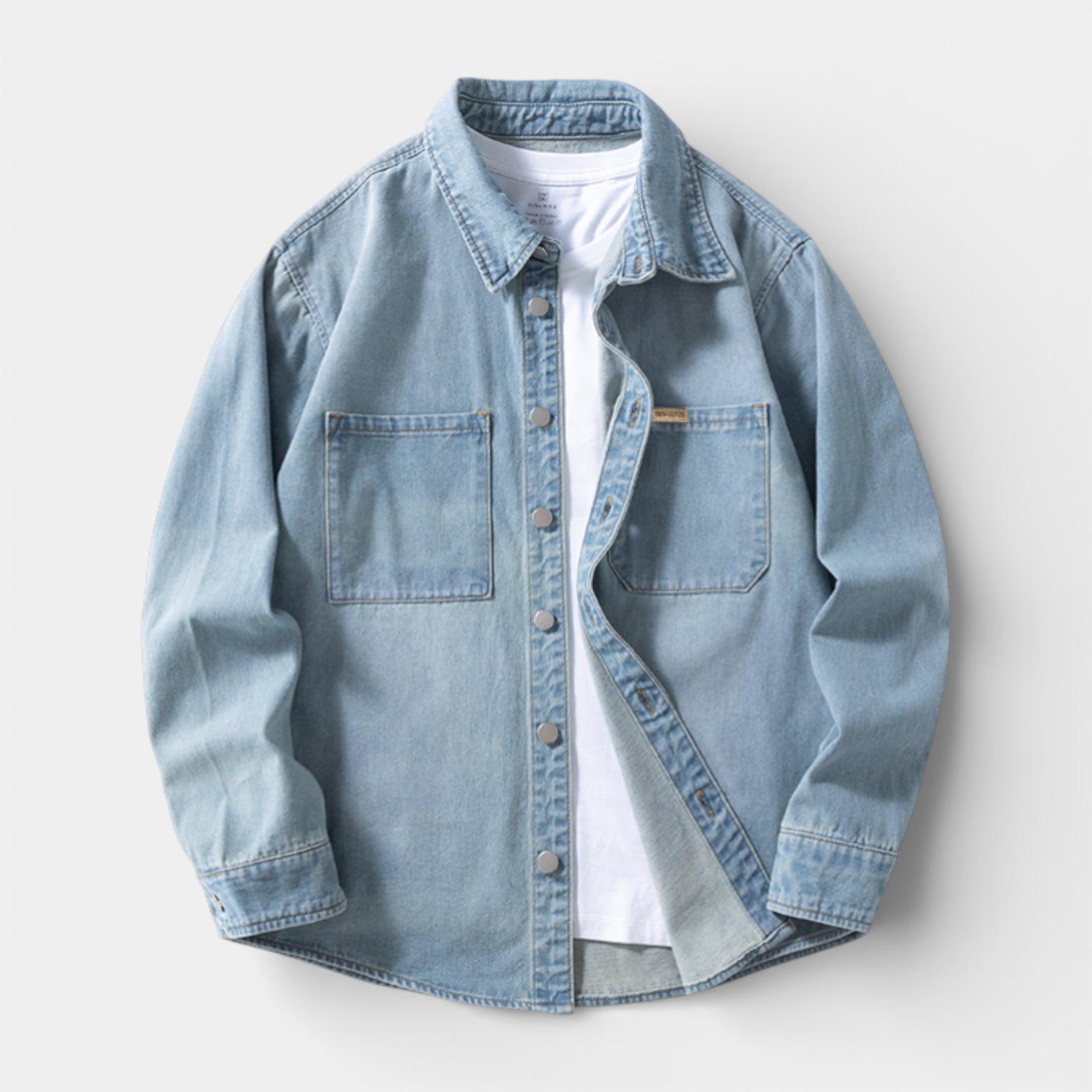Button-Up Denim Shirt Jacket Regular Fit for Men