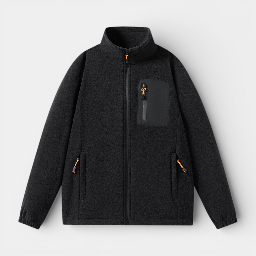 Fleece Full-Zip Jacket Stand Collar Regular Fit for Men