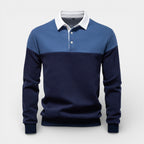 Color Block Long Sleeve Pullover Polo Shirt for Men