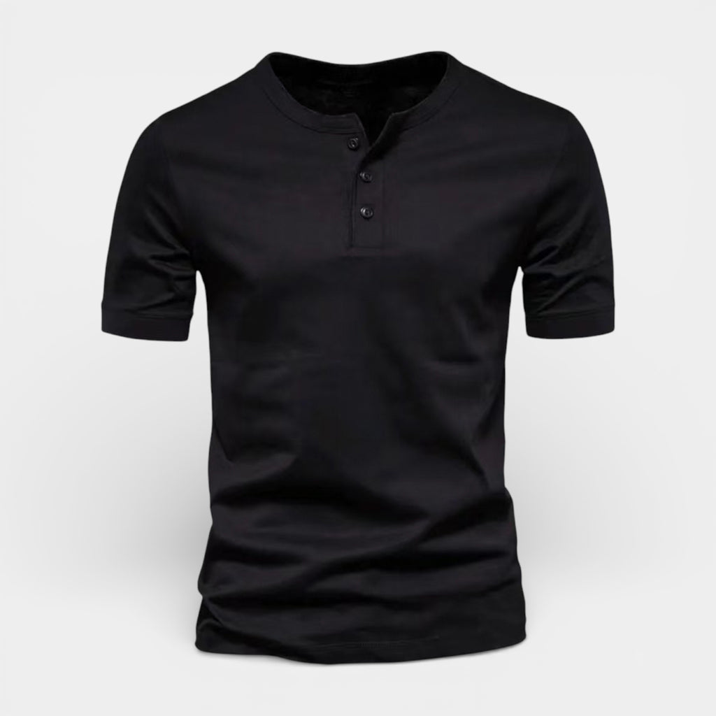 Henley T-Shirt Short Sleeve Button Placket for Men