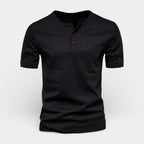 Henley T-Shirt Short Sleeve Button Placket for Men