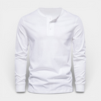 Long Sleeve Henley Shirt Button Placket Regular Fit for Men
