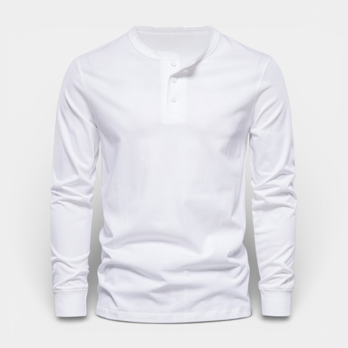 Long Sleeve Henley Shirt Button Placket Regular Fit for Men