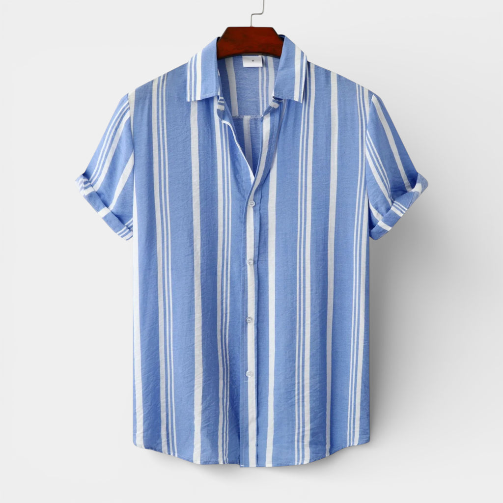 Button-Up Striped Tee Shirt Regular Fit for Men